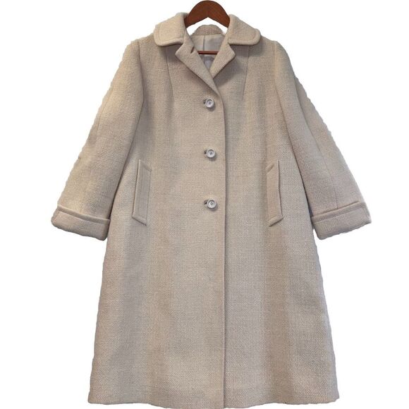 Jackets & Blazers - Vintage ILGWU 1960-70 Winter White Tweed Swing Coat Ladies 21" Bust 40" Length